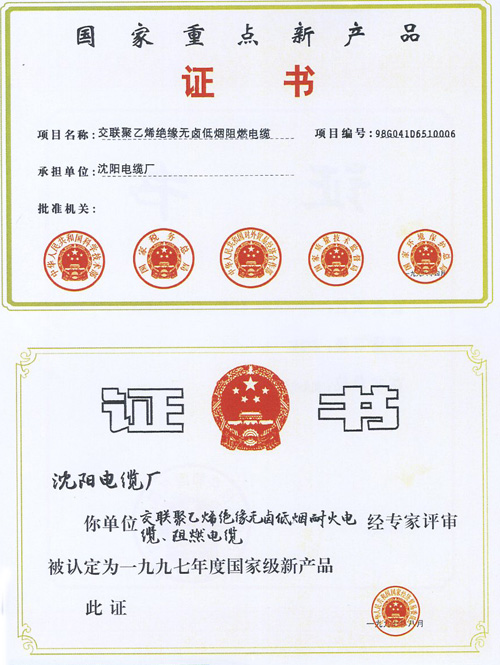 國際重點新產品證書